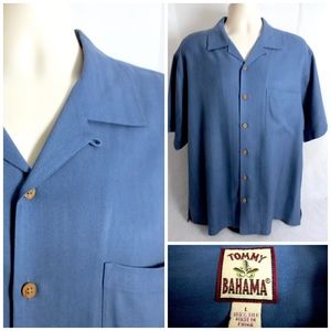Tommy Bahama L 100% Silk Slate Blue Camp Shirt